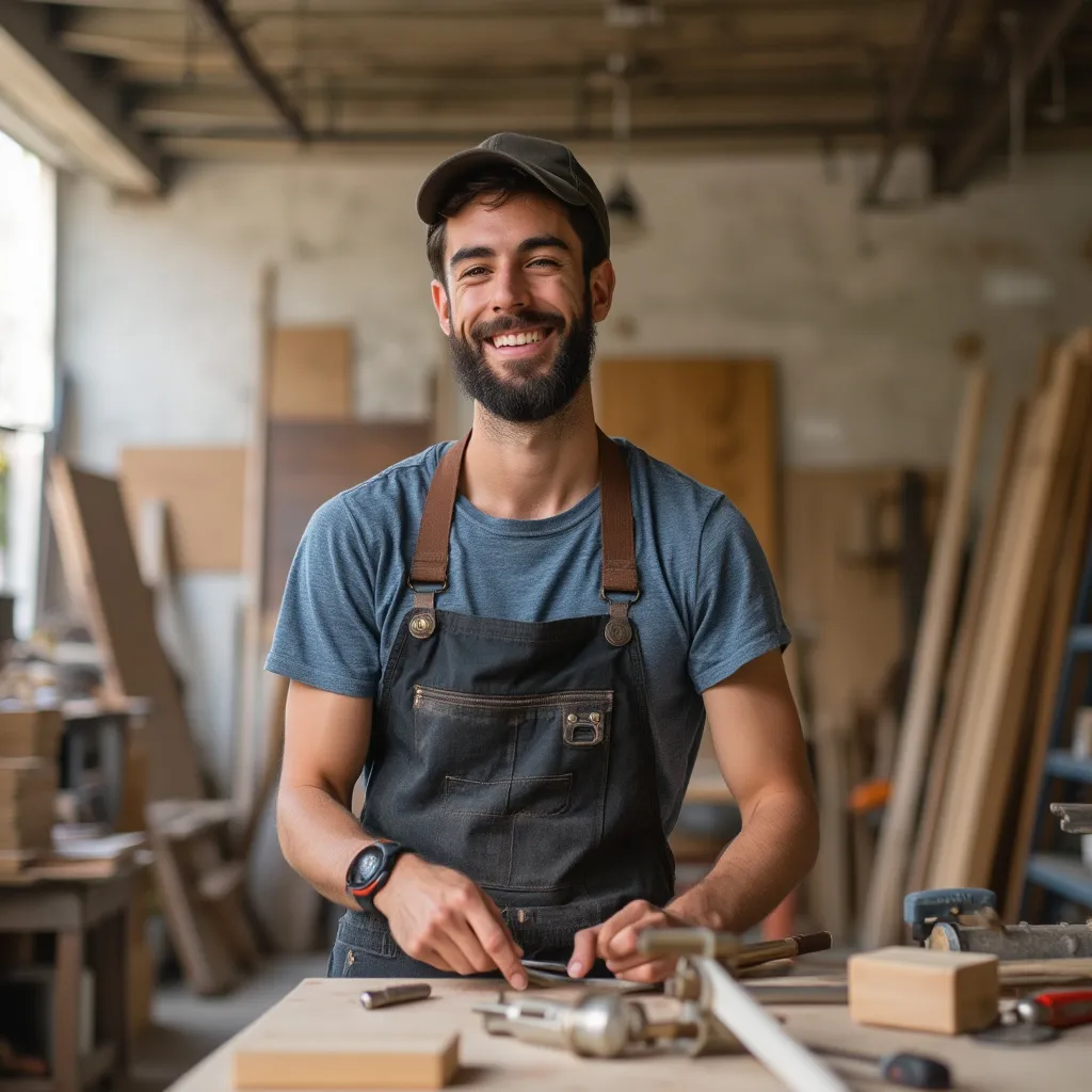 Emprendedor joven en su taller